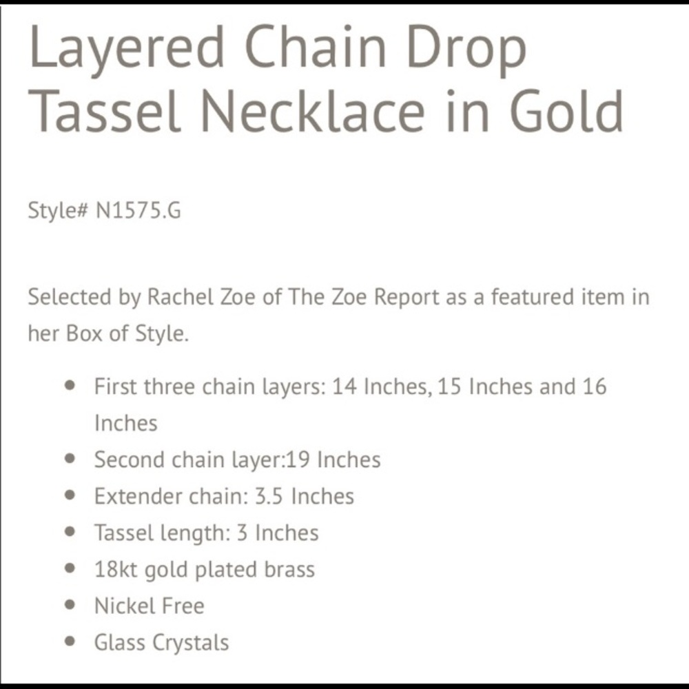 New Gold Layered Necklace Ettika Chloe Gold Tassel Necklace - Picture 12 of 12